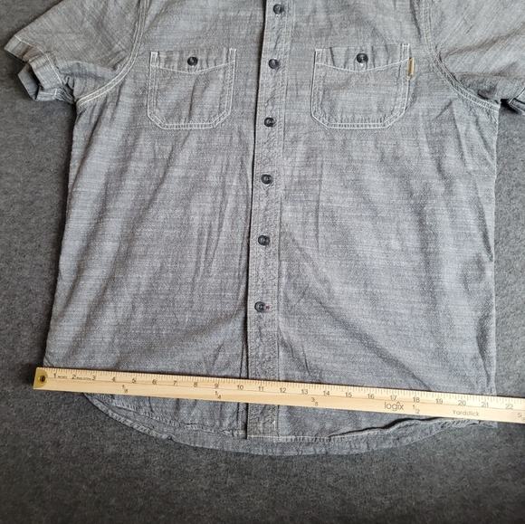 Woolrich Shirt Mens M Gray Short Sleeve Button Up Chest Pockets Cotton Casual - Picture 6 of 14